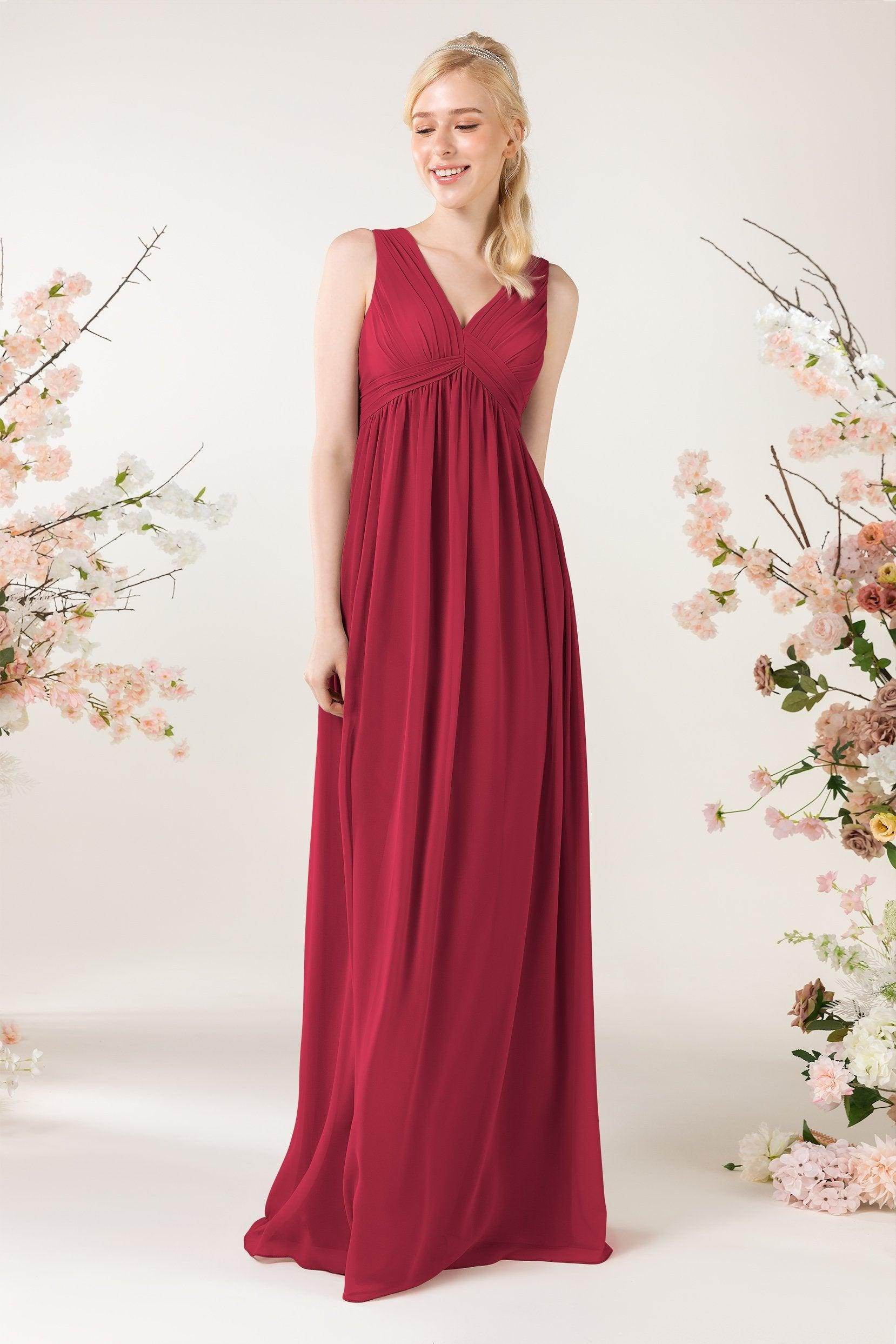 A-Line Sweep-Brush Train Chiffon Bridesmaid Dress CB0455 - COCOMELODY